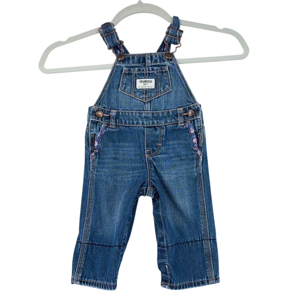 OshKosh B'gosh Denim Overalls‎ Baby Girl 6M Blue Cotton